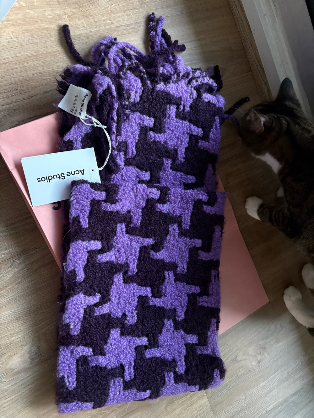 Acne Studios Purple and Dark Purple Houndstooth Scarf